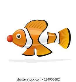 Clown fish. An amusing illustration of clown fish in a clown suit.