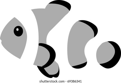 Clown Fish Black White Printing Stock Vector (Royalty Free) 69386341