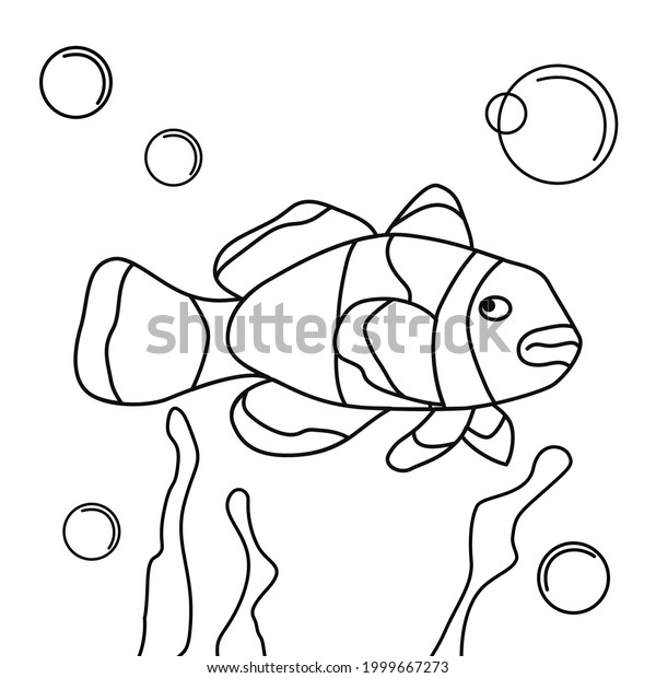 Clown Fish Cartoon Character Coloring Book Stock Vector (Royalty Free ...