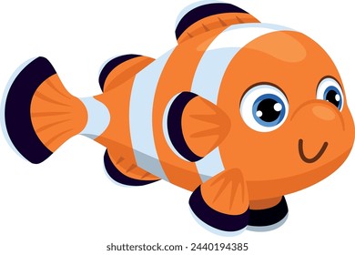 Clown fish cartoon icon. Tropical sea fauna