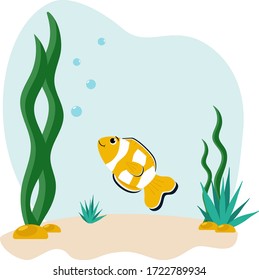 Clown Fisch als Zeichen .Vektorgrafik in einem flachen Stil. Meerestiere.