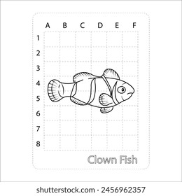 Clown Fish coloring page for kids.