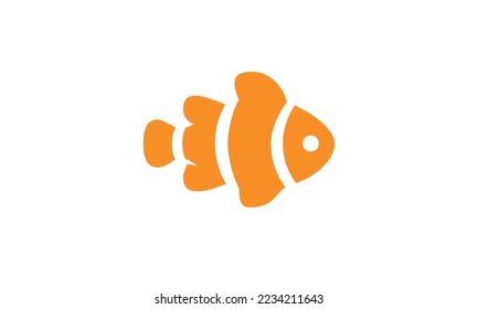 clown fish flat design logo icon colorful cute sea animals. Vector flat illustration.