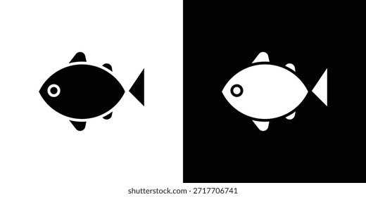 Pictograma plano preto ícone de peixe palhaço. Para design gráfico e web.