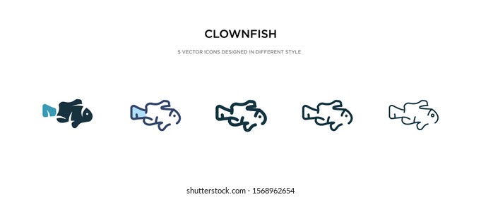 clown fish icon in different style vector illustration. two colored and black clown fish vector icons designed in filled, outline, line and stroke style can be used for web, mobile, ui