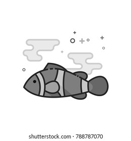 Clown fish icon in flat outlined grayscale style. Vector illustration.