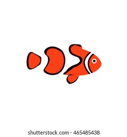 Clown fish icon in flat style on a white background