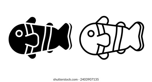 clown fish icon, sign, or symbol in glyph and line style isolated on transparent background. Vector illustration	
