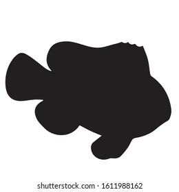Clown Fish Icon Silhouette. Vector Illustration. Flat Cartoon Style.