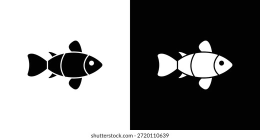 Icono de pez payaso ilustraciones gráficas planas simples. Vector de silueta blanco y negro