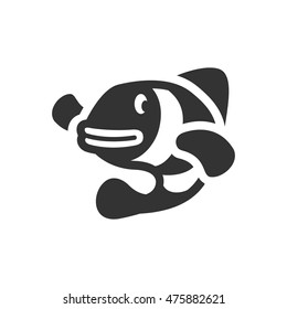 Clown fish icon in single color. Animal sea adorable beach coral reef