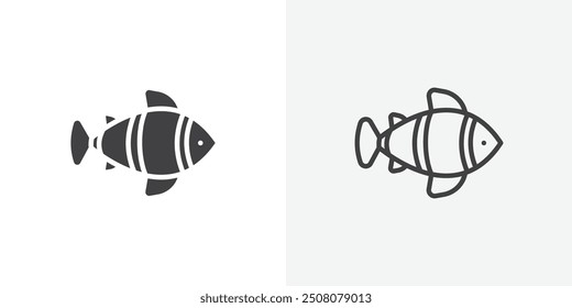 Clown fish icon in solid and outlined style