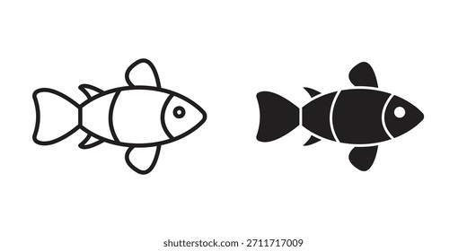 Ícone de peixe palhaço em estilo fino linear e plano. conjunto de sinais e símbolos