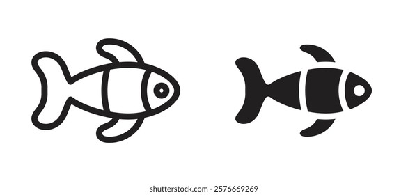 Clown fish icons in outline and stroke versions