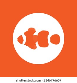 Clown fish illustration logo in the middle of the dominant orange color