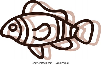 Pescado de payaso, ilustración, vector sobre fondo blanco.