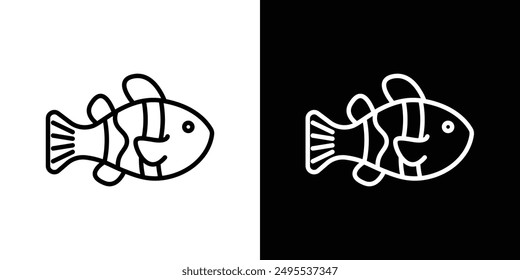 Clown fish line icon vector illustration set.