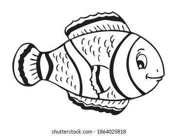 ilustración vectorial de la línea de pez payaso, aislada en fondo blanco, vista superior de los animales.