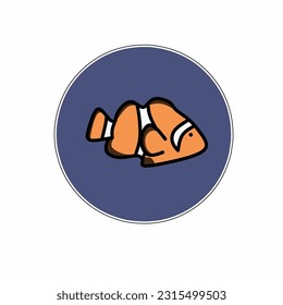 clown fish logo, clown fish in blue circle