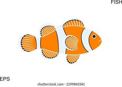 Clown Fish Logo. Isolated Clown Fish On White Background