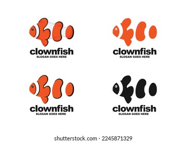 Ilustración vectorial del conjunto de logotipos de peces de payaso
