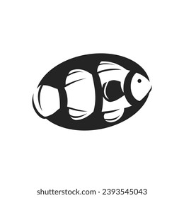 Clown Fish Logo Vorlage isoliert. Markenidentität. Abstrakte Vektorgrafik von Icon
