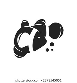Clown Fish Logo Vorlage isoliert. Markenidentität. Abstrakte Vektorgrafik von Icon