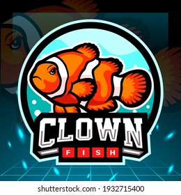 Clown fish mascot. esport logo design.