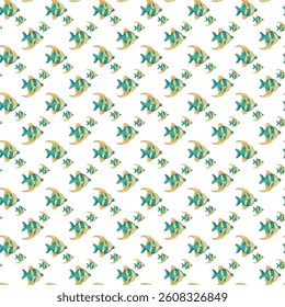 Clown Fish At Night Seamless Vector Pattern Design