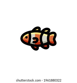 Clown Fish Ocean Animal Outline Icon Logo Vector Illustration
