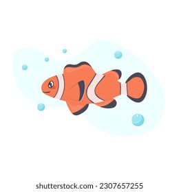 Clown fish on a white background. Cartoon style vector illustration