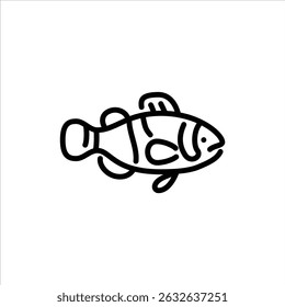 Clown Fish outline icon. Clown Fish side view black line illustration.