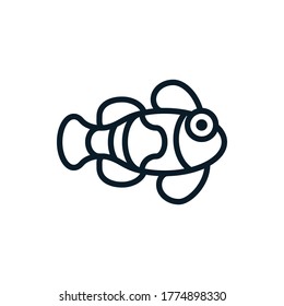 Clown fish outline icons. Vector illustration. Editable stroke. Isolated icon suitable for web, infographics, interface and apps.