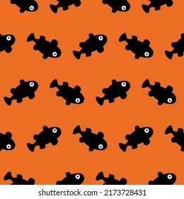 Clown fish pattern background. Funny fish seamless vector pattern. Orange Exuberance color pallete.