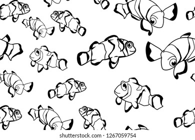 Clown fish pattern seamless background