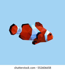 CLOWN FISH SEA POLYGONAL LOW POLY GEOMETRIC TRIANGLE