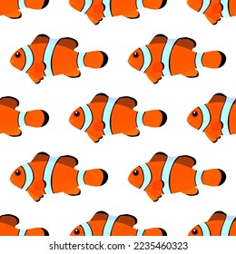 clown fish, seamless pattern, vector illustration