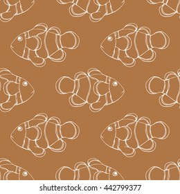 Clown fish seamless pattern vector