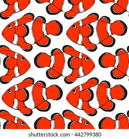 Clown fish seamless pattern vector