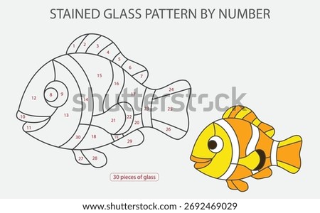 clown fish stained glass pattern, clown fish suncatcher pattern