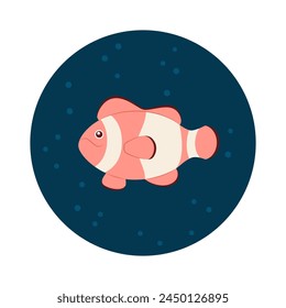 Los peces payaso nadan. Icono de Vector. Mundo animal del océano. Estilo de dibujos animados planos.