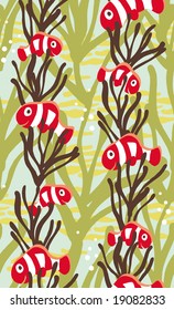 clown fish underwater seamless pattern