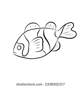 Ilustración del vector de peces de payaso en estilo de garabato