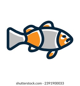 Clown Fish Vector Thick Line Filled Dark Colors Icons For Personal And Commercial Use.
