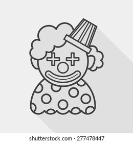 Clown flat icon with long shadow, line icon