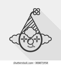 Clown flat icon with long shadow, line icon