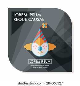 Clown flat icon with long shadow,eps10