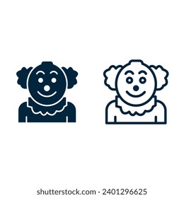 Clown flat and line icon. Vector illustration, symbol logo design style