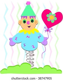 Clown with Flower Balloon Vector