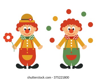 clown with flower and balls